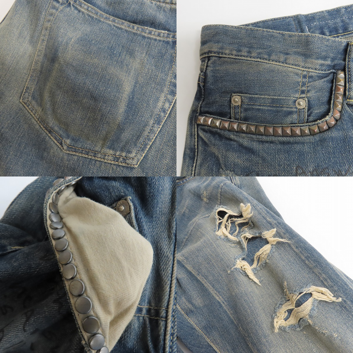 実際に弊社で買取させて頂いたHYSTERIC GLAMOUR×MIHARA YASUHIRO/ヒステリックグラマー×ミハラヤスヒロ リペア加工デニムパンツ 0243AP14/34の画像 9枚目