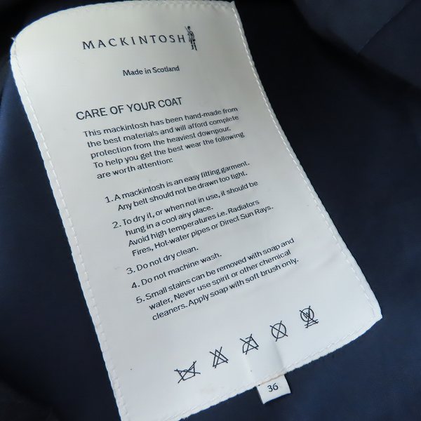 実際に弊社で買取させて頂いたMACKINTOSH/マッキントッシュ DUNKELD/ダンケルド ゴム引き ステンカラーコート GR-1001D/36の画像 5枚目