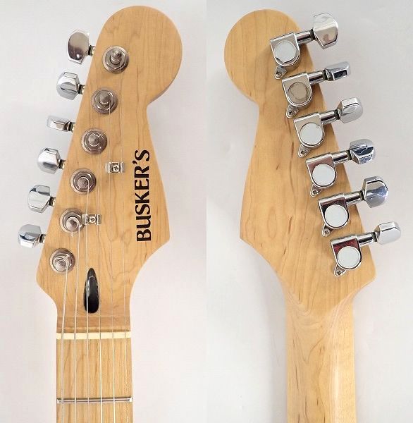 実際に弊社で買取させて頂いた★BUSKER'S/バスカーズ ストラトキャスターType ピンク ソフトケース付の画像 2枚目