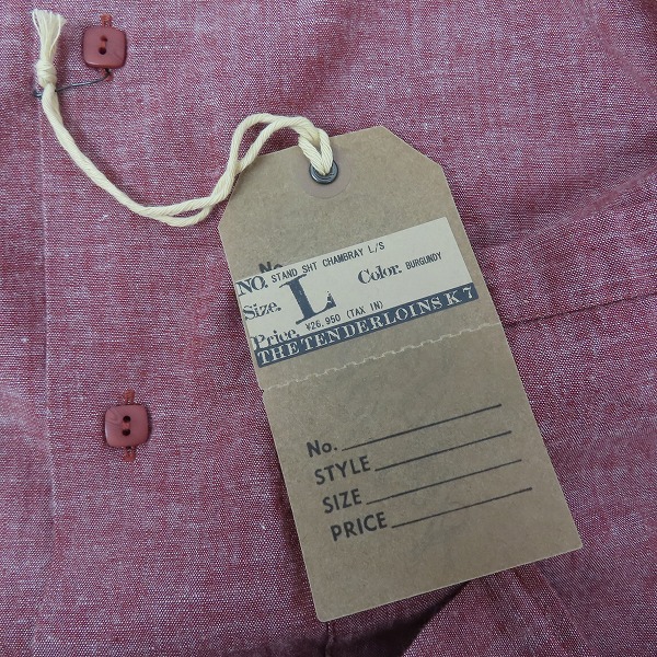 実際に弊社で買取させて頂いた 【未使用】TENDERLOIN/テンダーロイン STAND SHT CHAMBRAY スタンドカラー シャンブレーシャツ/Lの画像 6枚目