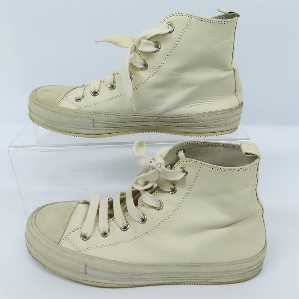 実際に弊社で買取させて頂いたANN DEMEULEMEESTER/アン ドゥムルメステール ハイカット レザー スニーカー ホワイト 41の画像 3枚目