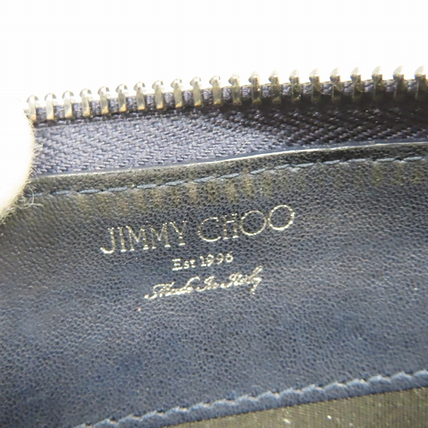 実際に弊社で買取させて頂いたJIMMY CHOO/ジミーチュウ スタースタッズ レザー ラウンドファスナー長財布の画像 5枚目