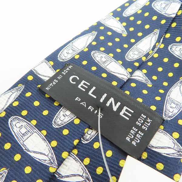 実際に弊社で買取させて頂いた【未使用】CELINE/セリーヌ ボート/ドット総柄 シルクネクタイの画像 1枚目
