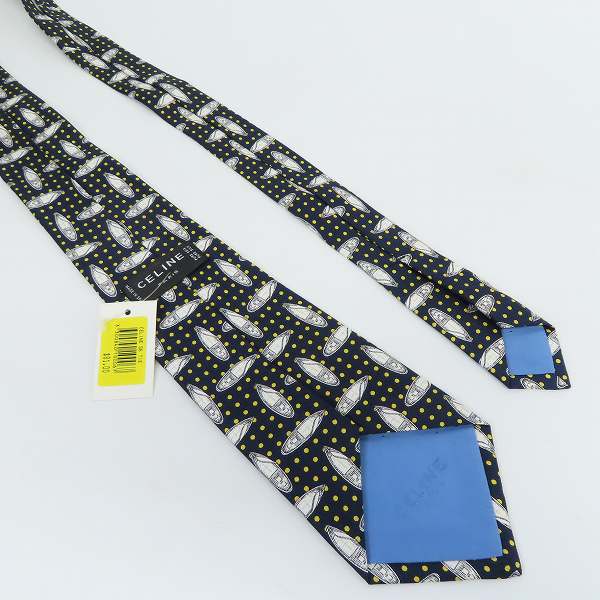 実際に弊社で買取させて頂いた【未使用】CELINE/セリーヌ ボート/ドット総柄 シルクネクタイの画像 3枚目