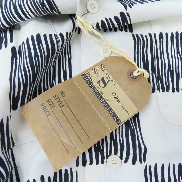 実際に弊社で買取させて頂いた【未使用】TENDERLOIN/テンダーロイン RAYON SHT C レーヨンシャツ ブラック/ホワイト/Sの画像 7枚目