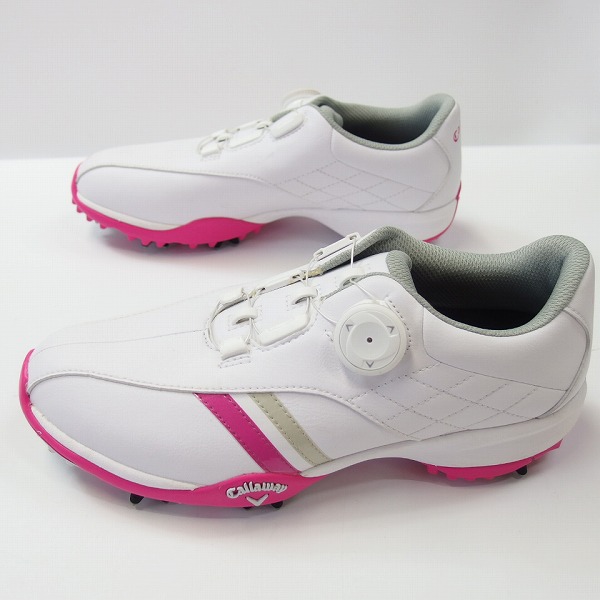 実際に弊社で買取させて頂いたCallaway/キャロウェイ urban LS 17AM ゴルフシューズ ホワイト×ピンク 906102/23.5cmの画像 5枚目