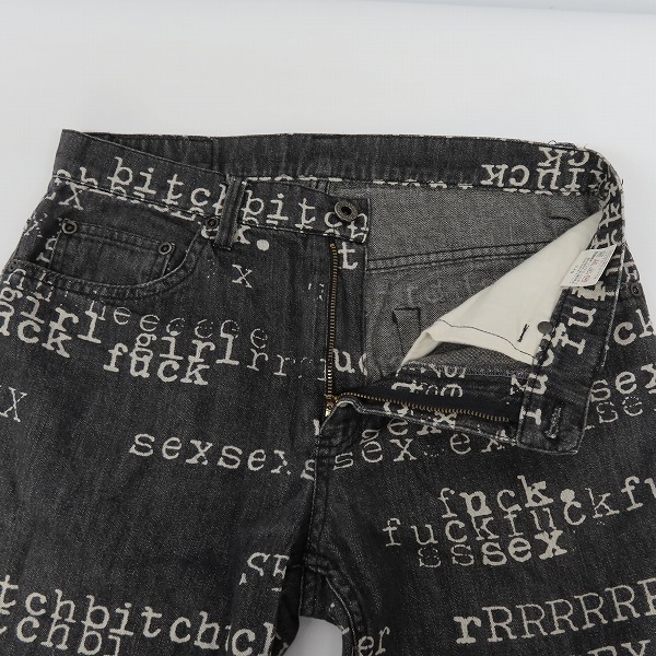 実際に弊社で買取させて頂いたHYSTERICS/ヒステリックス sex fuck タイプライター デニムパンツ 3AP-2883 Lの画像 2枚目