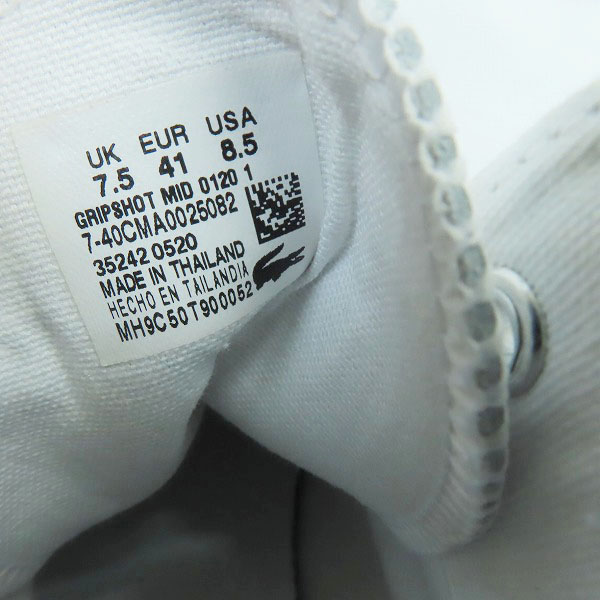 実際に弊社で買取させて頂いた【未使用】LACOSTE/ラコステ GRIPSHOT MID 0120 1 スニーカー CM00250/UK7.5の画像 5枚目