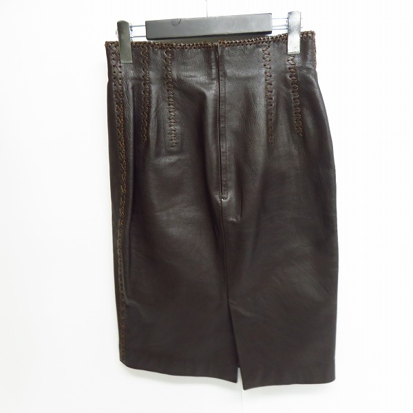 実際に弊社で買取させて頂いたHysterics/ヒステリックス レザースカート ダークブラウン 3LK-2840/FREEの画像 1枚目