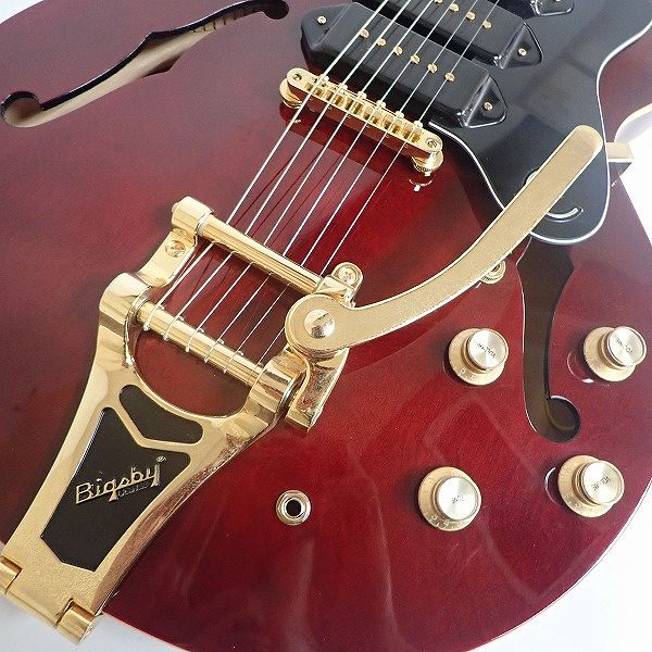 実際に弊社で買取させて頂いた★Epiphone/エピフォン Custom Shop Limited Edition Riviera P-93 WR/Wine Red リビエラ セミアコ ソフトケース付の画像 6枚目
