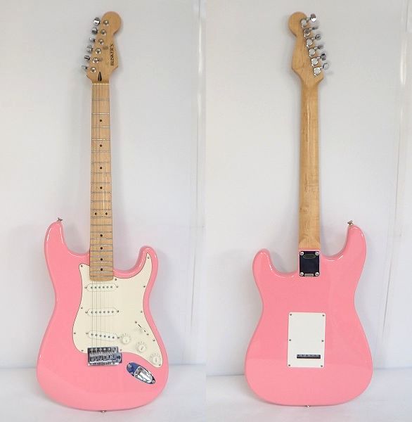 実際に弊社で買取させて頂いた★BUSKER'S/バスカーズ ストラトキャスターType ピンク ソフトケース付の画像 1枚目
