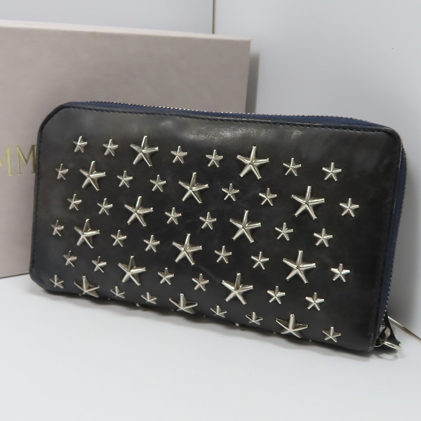 実際に弊社で買取させて頂いたJIMMY CHOO/ジミーチュウ スタースタッズ レザー ラウンドファスナー長財布