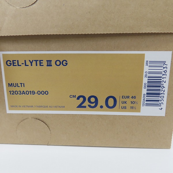 実際に弊社で買取させて頂いた【未使用】SEAN WOTHERSPOON×asics×ATMOS/アシックス GEL LYTE 3 OG 1203A019-000/29の画像 8枚目
