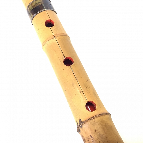 実際に弊社で買取させて頂いた尺八 在銘 月山 都山流 銀輪巻き 全長57.5cm 和楽器の画像 3枚目