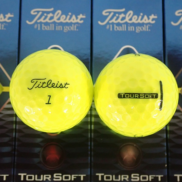 実際に弊社で買取させて頂いた【未使用】Titleist/タイトリスト TOUR SOFT イエロー ゴルフボール 1ダース の画像 1枚目