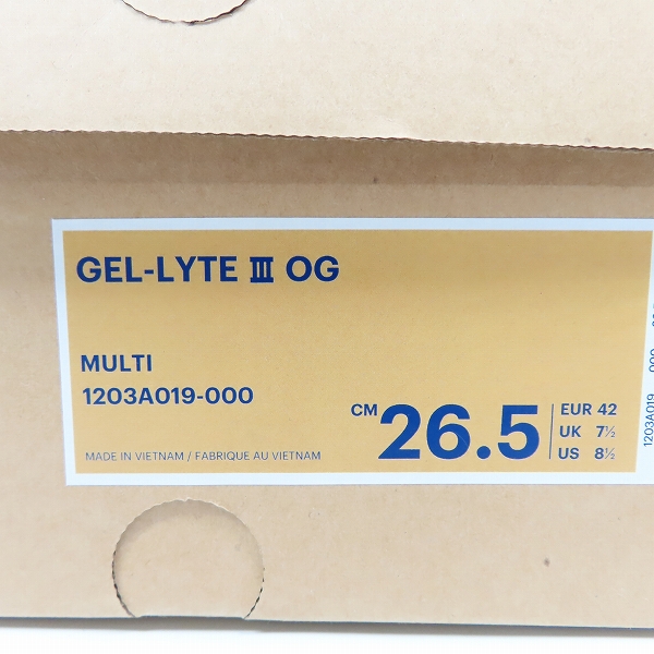 実際に弊社で買取させて頂いたSEAN WOTHERSPOON×asics×ATMOS/アシックス GEL LYTE 3 OG スニーカー 1203A019-000/26.5の画像 7枚目