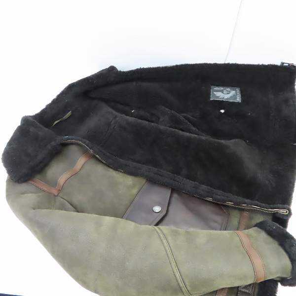 実際に弊社で買取させて頂いたBELSTAFF/ベルスタッフ B-3 羊毛皮 リアルムートン ジャケット/48の画像 2枚目