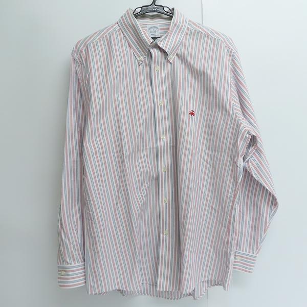 実際に弊社で買取させて頂いたBROOKS BROTHERS/ブルックスブラザーズ ストライプ柄 胸刺繍 長袖シャツ/L