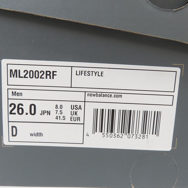 実際に弊社で買取させて頂いた【未使用】NEW BALANCE×atmos/ニューバランス×アトモス ローカットスニーカー ML2002RF/26の画像 7枚目