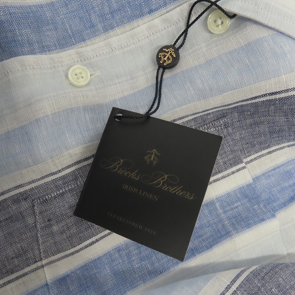 実際に弊社で買取させて頂いた【未使用】BROOKS BROTHERS/ブルックスブラザーズ ストライプ柄 半袖シャツ/Lの画像 5枚目