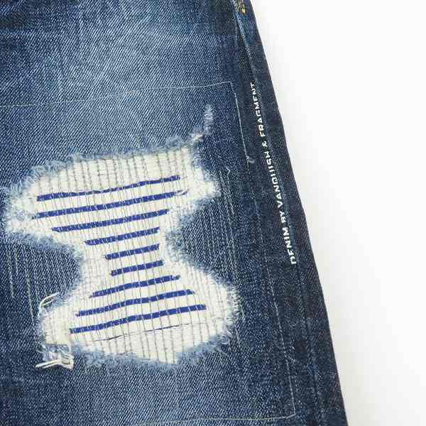 実際に弊社で買取させて頂いたVANQUISH×fragment design/ヴァンキッシュ×フラグメント クラッシュ/リペア加工 デニムパンツ VFP4013/36の画像 6枚目