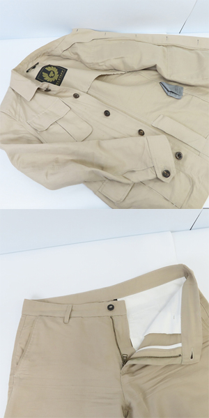 実際に弊社で買取させて頂いたBELSTAFF/ベルスタッフ リネンサファリスーツ セットアップ ベージュ 38/31の画像 2枚目