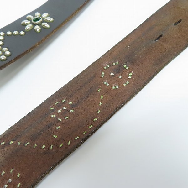 実際に弊社で買取させて頂いたHTC/Hollywood Trading Company/エイチティーシー フラワースタッズ/ストーン レザーベルト/34の画像 8枚目