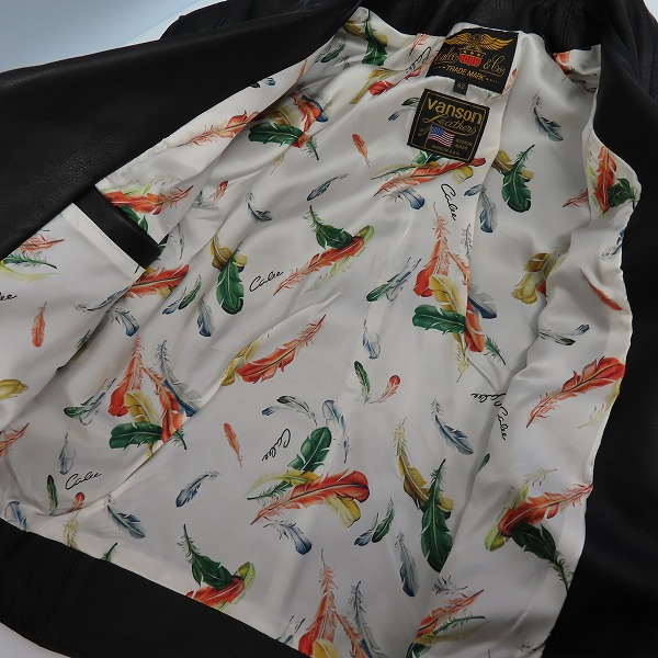 実際に弊社で買取させて頂いたCALEE×VANSON/キャリー×バンソン 20AW Cow Leather/カウレザー ダブル ライダース ジャケット CL-20AW001V/42の画像 8枚目
