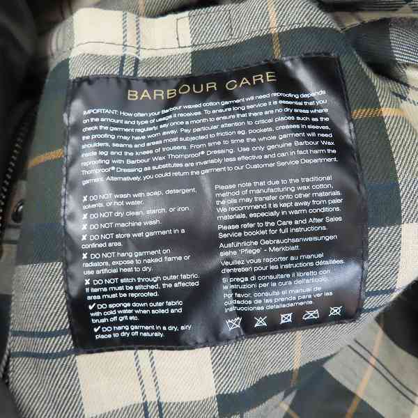 実際に弊社で買取させて頂いたBarbour/バブアー オイルドジャケット SL BORDER MWX0534SG91/38の画像 3枚目