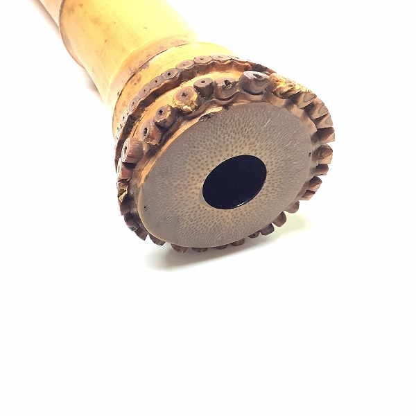 実際に弊社で買取させて頂いた尺八 在銘 粹鏡 二つ印 琴古流 歌口銀巻き 銀三線藤巻き 全長51.7cm 和楽器 の画像 6枚目