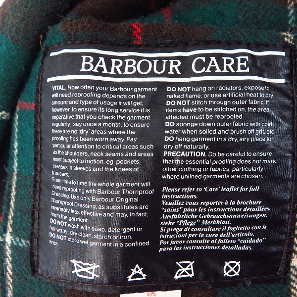 実際に弊社で買取させて頂いたBarbour/バブアー NORTHUMBRIA/ノーザンブリア ジャケット/107cm/42inの画像 3枚目