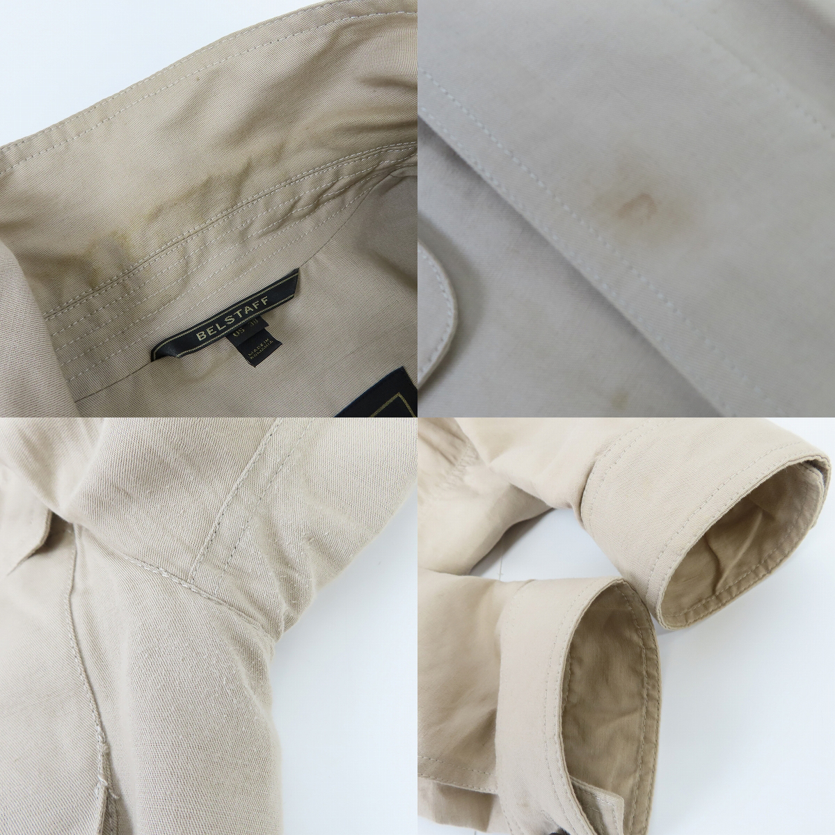 実際に弊社で買取させて頂いたBELSTAFF/ベルスタッフ リネンサファリスーツ セットアップ ベージュ 38/31の画像 4枚目