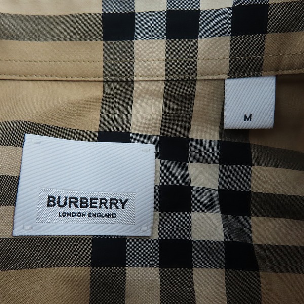 実際に弊社で買取させて頂いたBURBERRY/バーバリー ロゴプリント ヴィンテージチェック コットンポプリン シャツ 8029878/Mの画像 2枚目