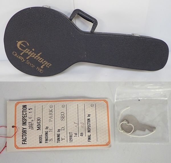 実際に弊社で買取させて頂いた★Epiphone/エピフォン MM-30 Mandolin/フラットマンドリン ハードケース付きの画像 9枚目