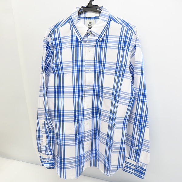 実際に弊社で買取させて頂いたBLACK FLEECE by Brooks Brothers/ブラックフリース ブルックスブラザーズ チェック長袖シャツ 白青/BB3