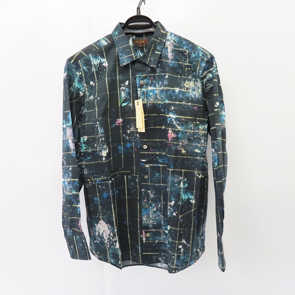 実際に弊社で買取させて頂いた【未使用】Paul Smith collection/ポールスミスコレクション チェック/ペイント総柄 長袖シャツ/S