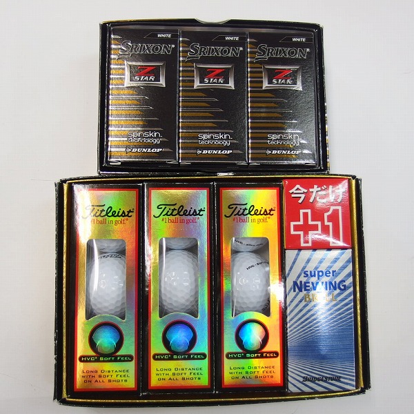 実際に弊社で買取させて頂いた【未使用/オウンネーム入】Titleist HVC SOFT FEEL/SRIXON ZSTAR等 ゴルフボール 1ダース+2スリーブ