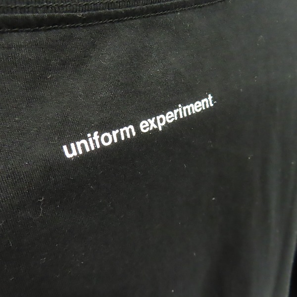 実際に弊社で買取させて頂いたuniform experiment/ユニフォームエクスペリメント ボックスプリント 胸ポケット カットソー ブラック UE-178077/3の画像 5枚目