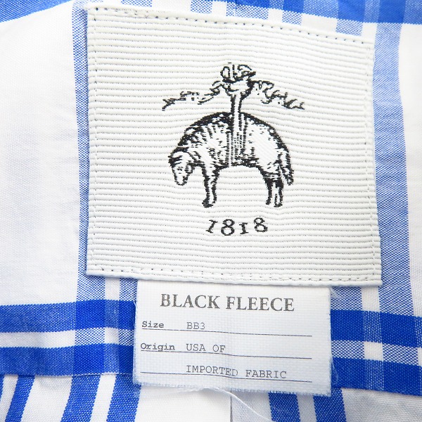 実際に弊社で買取させて頂いたBLACK FLEECE by Brooks Brothers/ブラックフリース ブルックスブラザーズ チェック長袖シャツ 白青/BB3の画像 2枚目