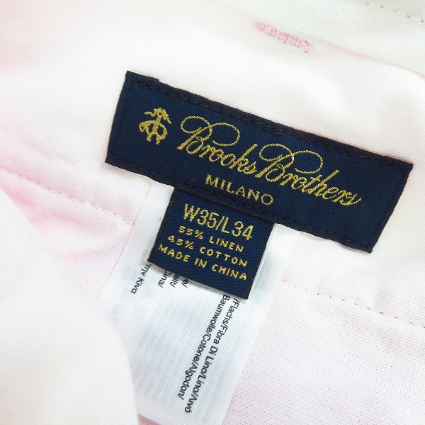 実際に弊社で買取させて頂いた【未使用】BROOKS BROTHERS/ブルックスブラザーズ リネン混スラックスパンツ ライトピンク/35の画像 3枚目