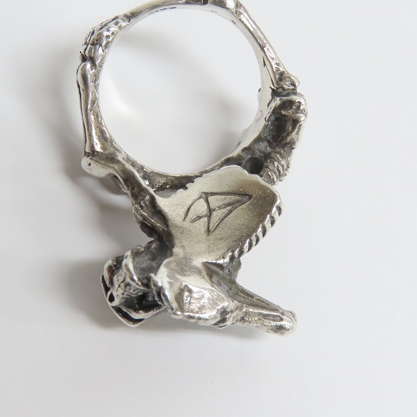 実際に弊社で買取させて頂いた【ギャラ付き/難有り】CRAZY PIG/クレイジーピッグ スカル スケルトン リング 19-20号の画像 4枚目