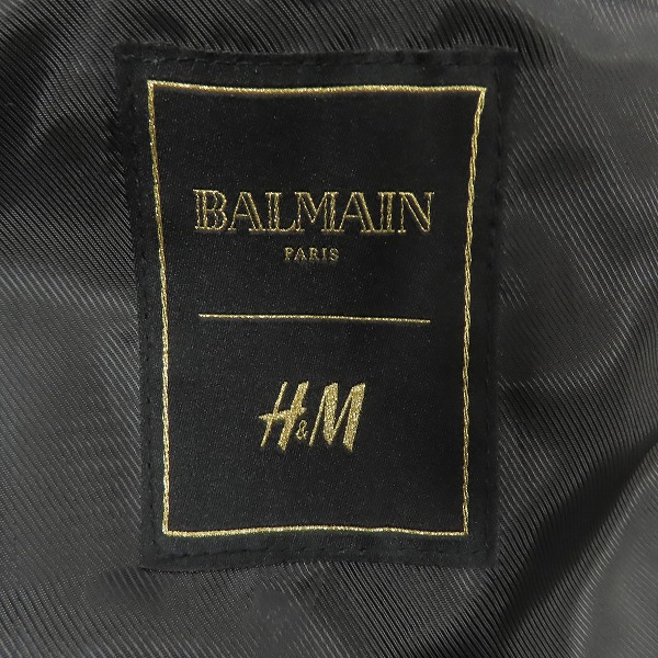 実際に弊社で買取させて頂いたBALMAIN×H&M/バルマン×エイチアンドエム レザー ライダース ジャケット ブラック 44の画像 3枚目