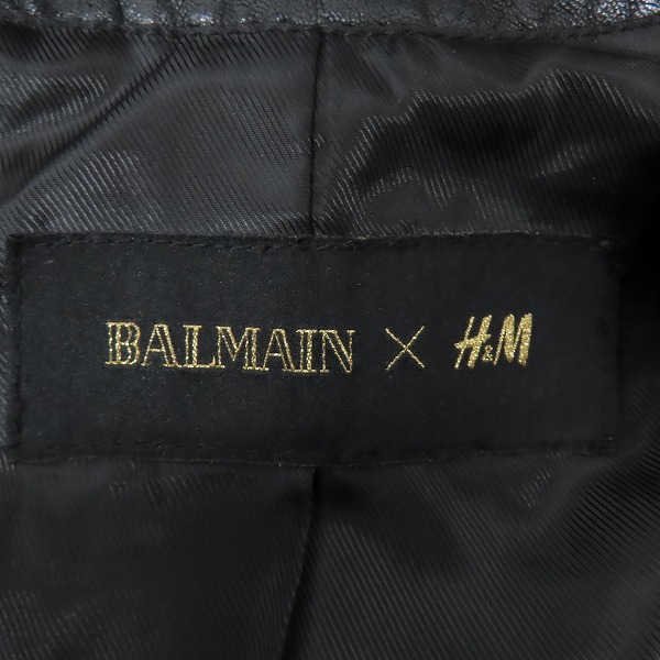 実際に弊社で買取させて頂いたBALMAIN×H&M/バルマン×エイチアンドエム レザー ライダース ジャケット ブラック 44の画像 2枚目