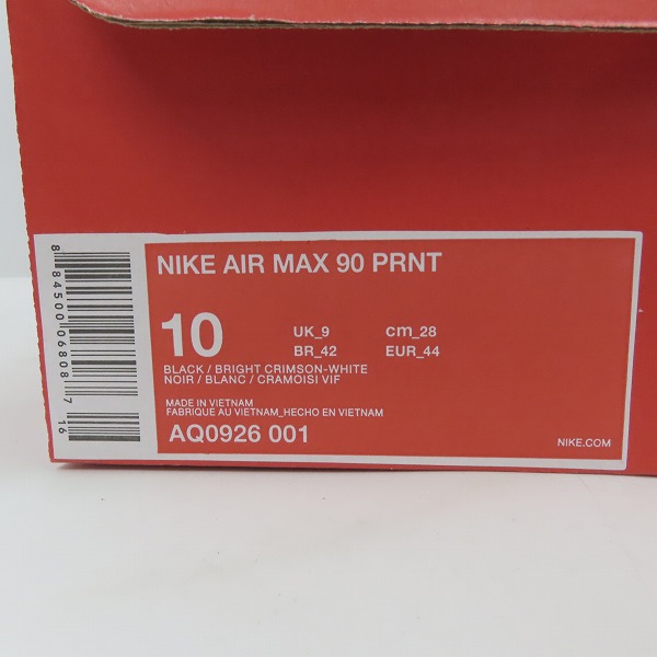 実際に弊社で買取させて頂いたNIKE×atmos/ナイキ×アトモス AIR MAX 90 PRNT エアマックス WE LOVE NIKE AQ0926-001/28の画像 8枚目
