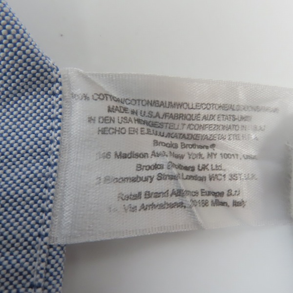実際に弊社で買取させて頂いたBrooks Brothers/ブルックスブラザーズ 長袖 B.D.シャツ ブルー系 16.5-33の画像 2枚目