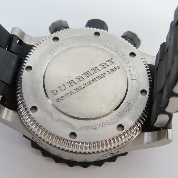 実際に弊社で買取させて頂いたBURBERRY/バーバリー クロノグラフ ダイバーズ ウォッチ/腕時計 BU7661【動作未確認】の画像 4枚目