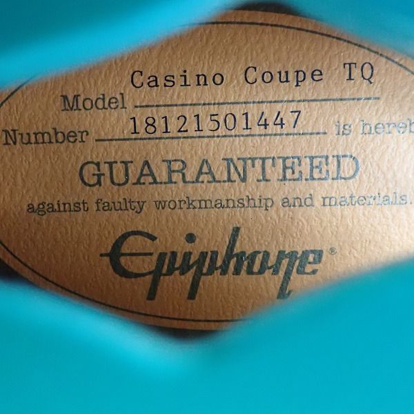 実際に弊社で買取させて頂いた★Epiphone/エピフォン Casino Coupe/カジノクーペ TQ エレキギター ソフトケース付の画像 4枚目