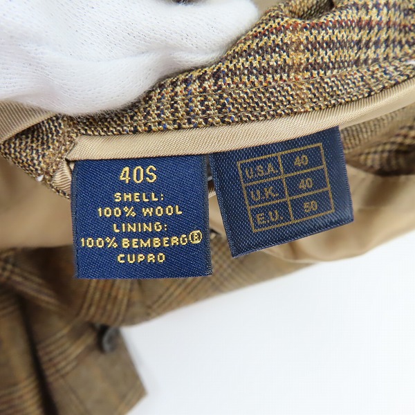 実際に弊社で買取させて頂いたBROOKS BROTHERS/ブルックスブラザーズ グレンチェック 3B テーラードジャケット ブラウン/40Sの画像 3枚目
