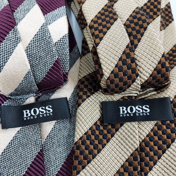 実際に弊社で買取させて頂いたHUGO BOSS/ヒューゴボス フラワー/スクエア/ストライプ柄等 ネクタイ おまとめ10本の画像 4枚目