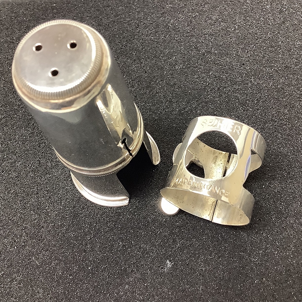 実際に弊社で買取させて頂いたSELMER/セルマー アルトサックス用 メタルキャップ/リガチャーの画像 4枚目